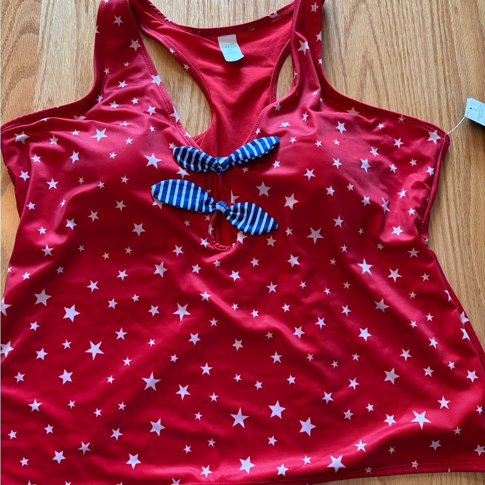 Outdoor Oasis Women’s Lined  Patriotic Star Tankini 2X New With Tags **Read**